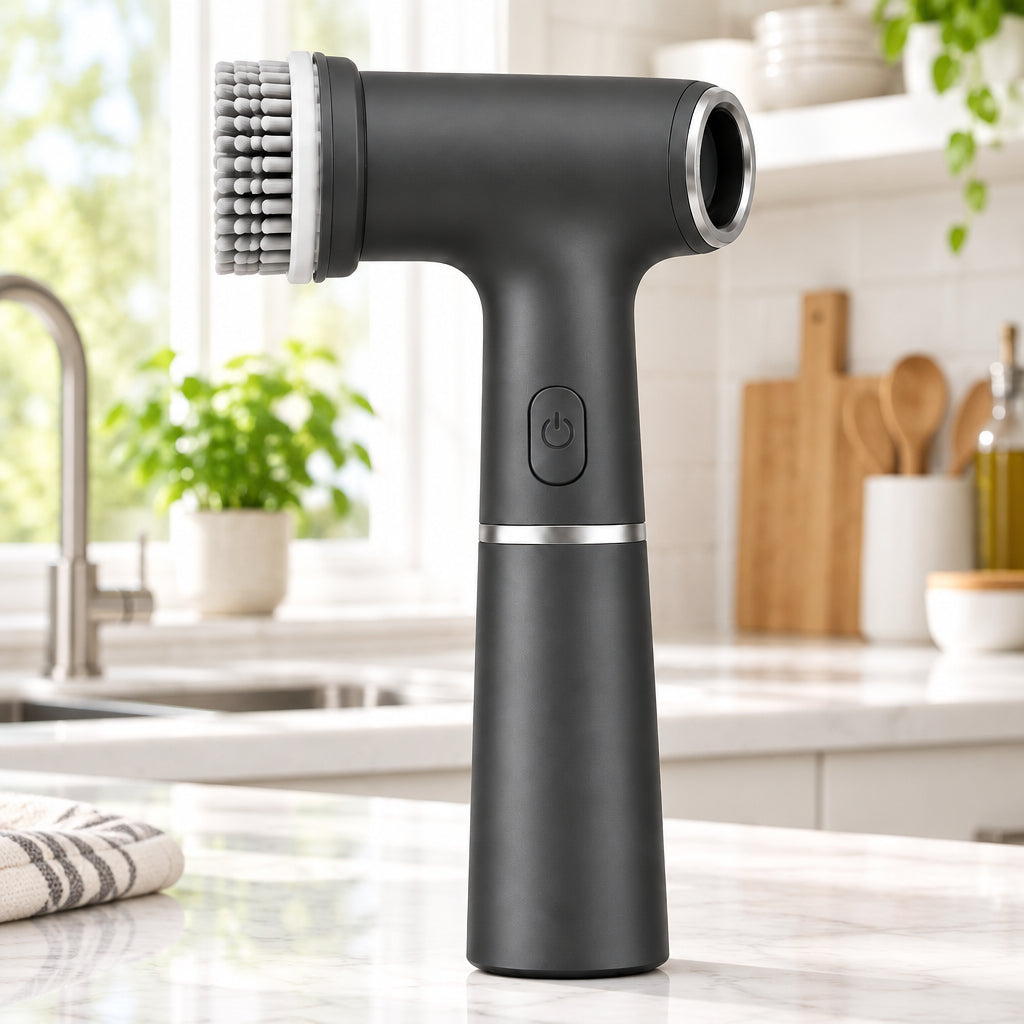 Electric rotating shower scrubber with 5 replaceable brush heads