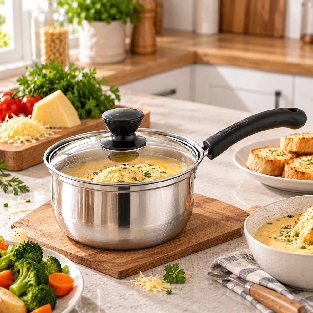 3-Piece Stainless Steel Cookware Set with Glass Lids - The Kitchen Store