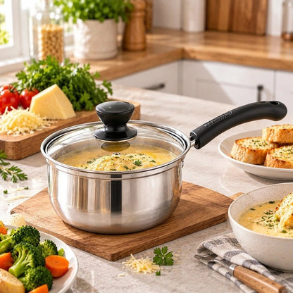 3-Piece Stainless Steel Cookware Set with Glass Lids - The Kitchen Store