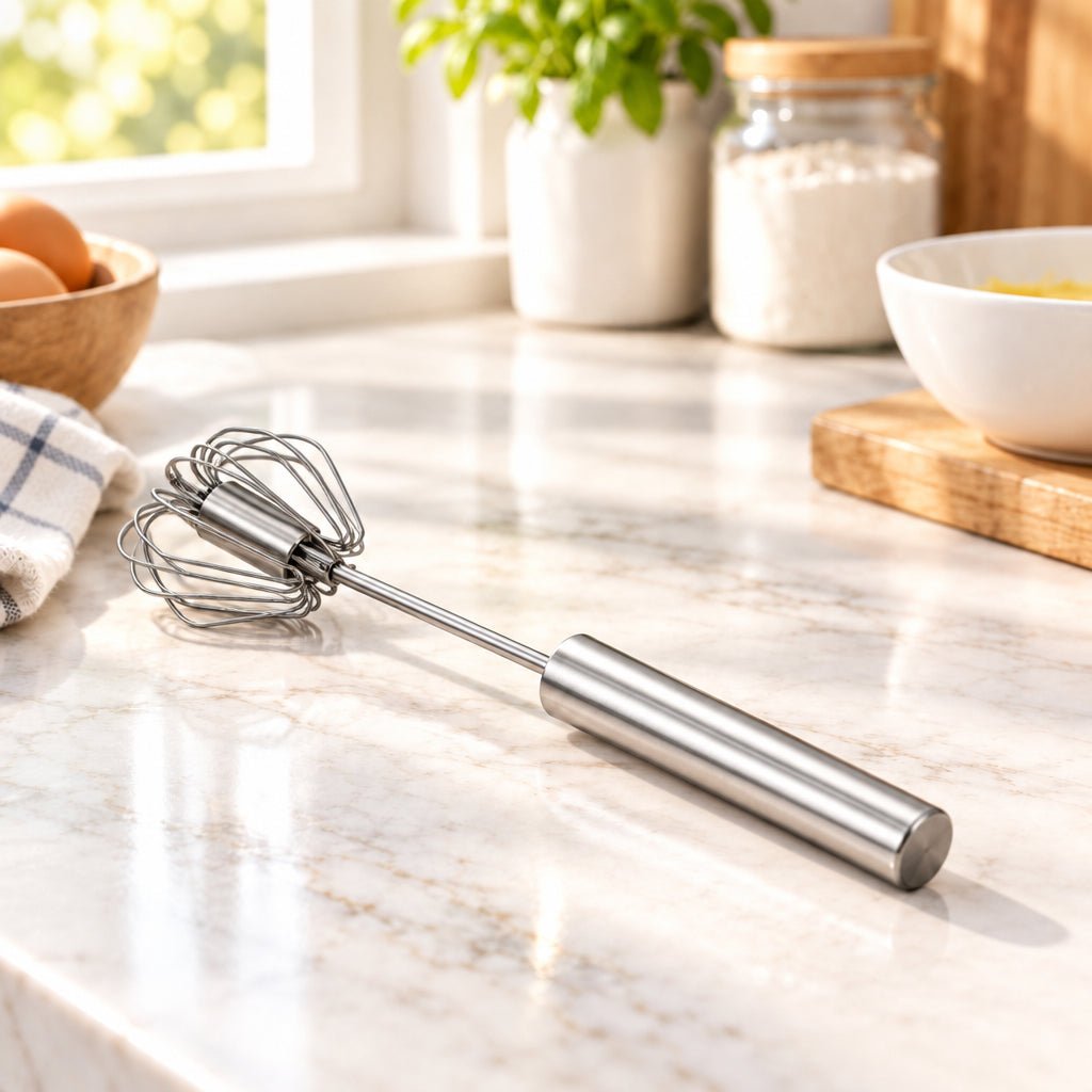 Self-Turning Stainless Steel Hand Whisk - The Kitchen Store