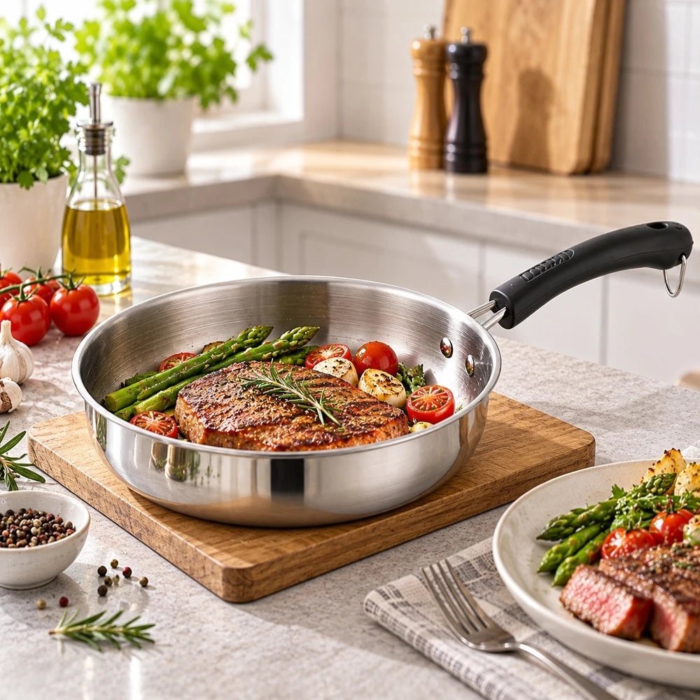 3-Piece Stainless Steel Cookware Set with Glass Lids - The Kitchen Store