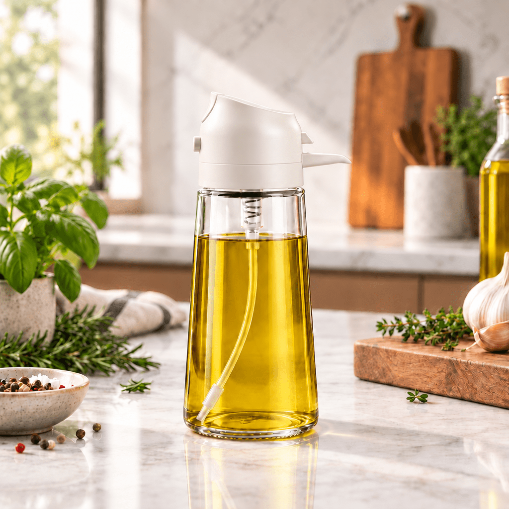 2-in-1 Olive Oil Dispenser & Sprayer Bottle (470ml) - The Kitchen Store