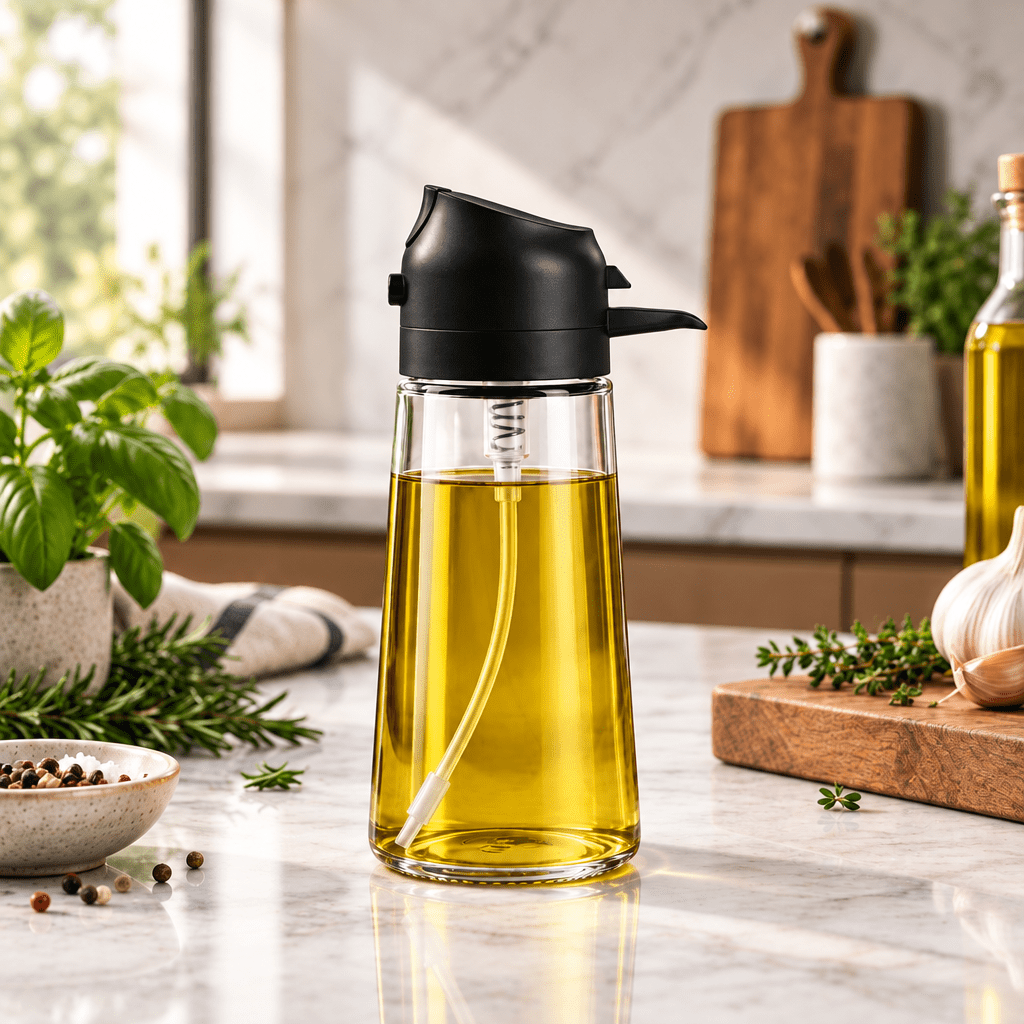 2-in-1 Olive Oil Dispenser & Sprayer Bottle (470ml) - The Kitchen Store