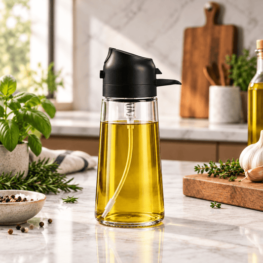 2-in-1 Olive Oil Dispenser & Sprayer Bottle (470ml) - The Kitchen Store